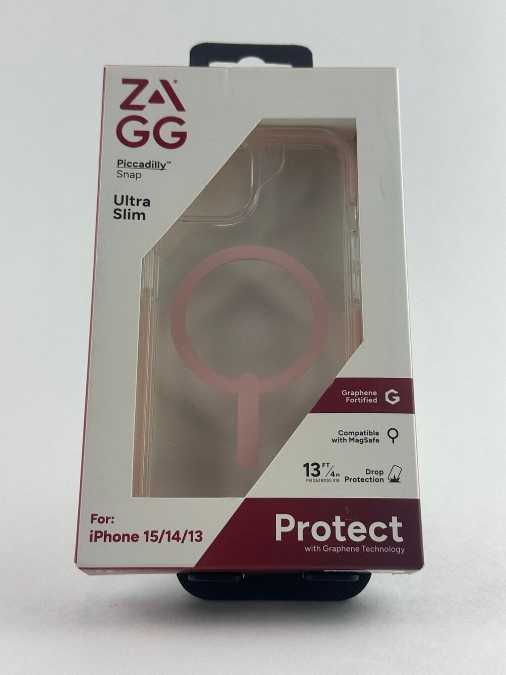 Zagg Piccadilly Snap Ultra Slim iPhone 15/14/13 Clear/Pink MagSafe Case NWT